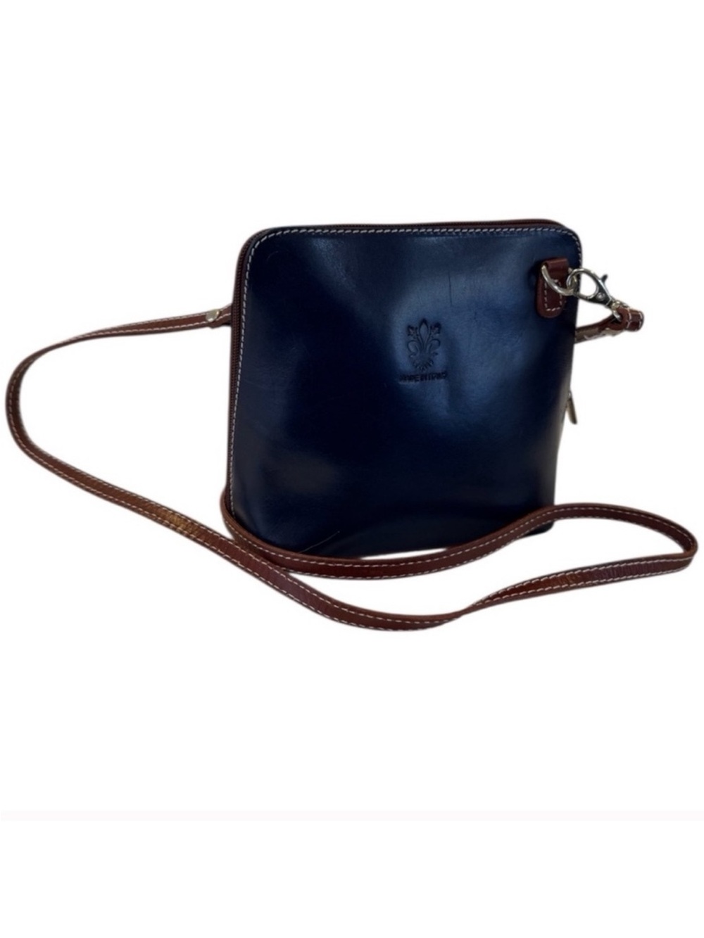Italian Navy and Brown Crossbody Bag